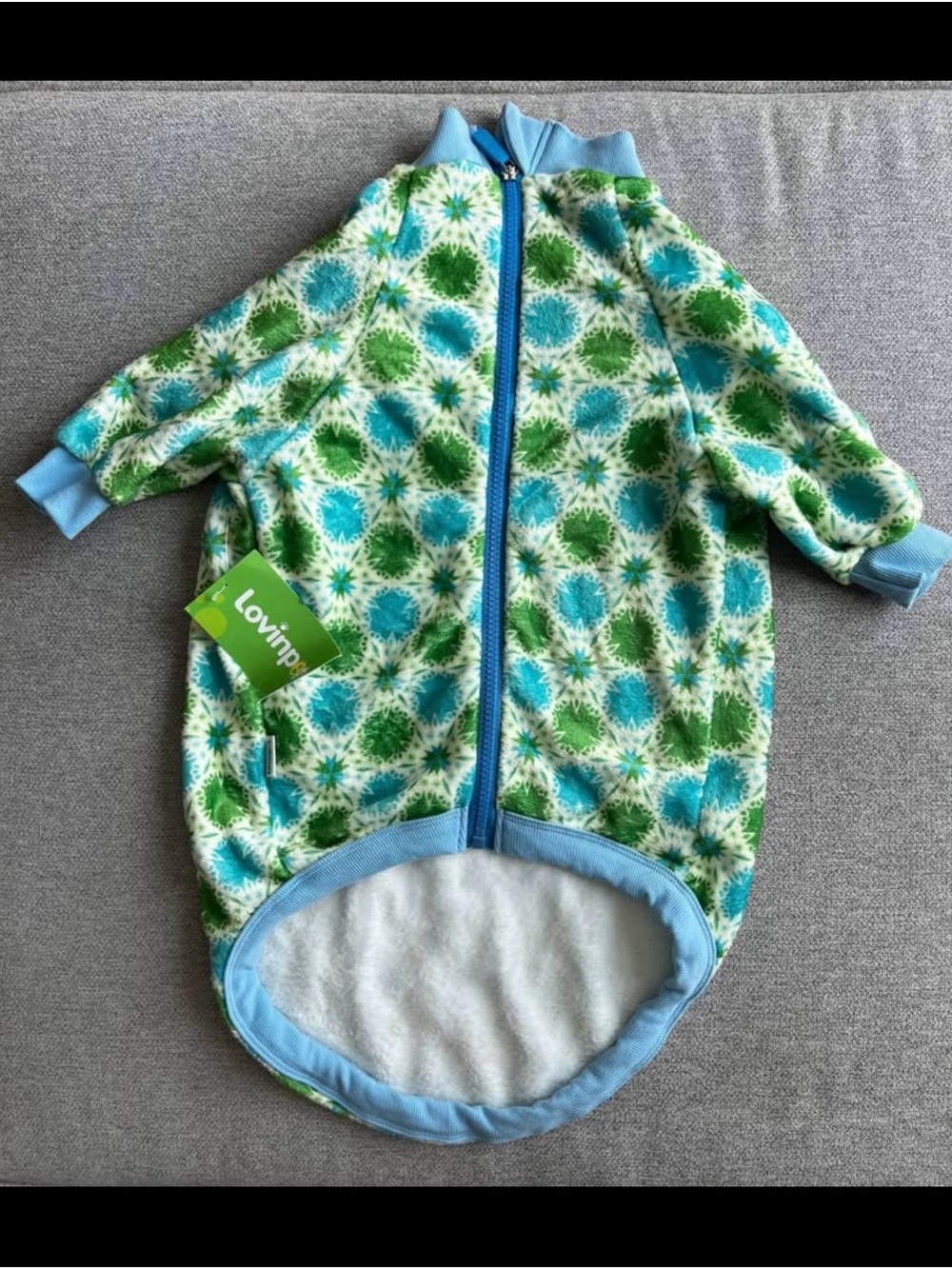 Blue & Green Fleece Kids One-Piece Zipper Romper